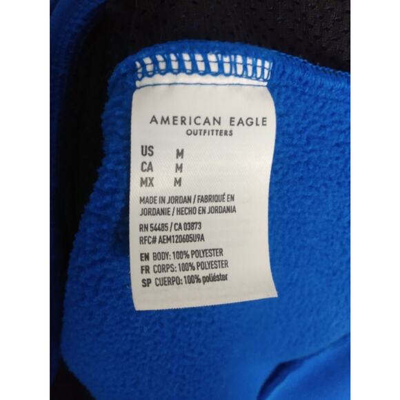 American Eagle Outfitters Mens Blue Polar Fleece Hoodie Pullover Sweatshirt Sz.M - Picture 4 of 5